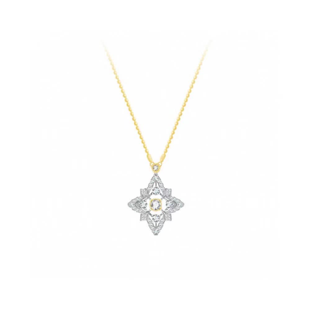 Van Cleef & Arpels Elegant Gold and Diamond Flower Pendant Necklace